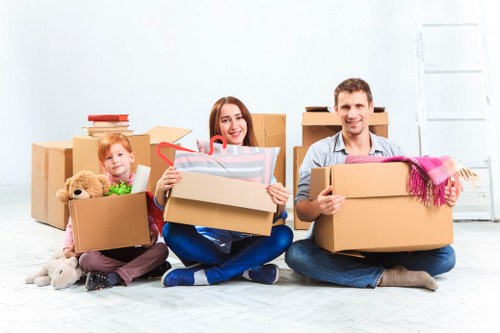 Moving van for home removals in Clapham near local residential streets